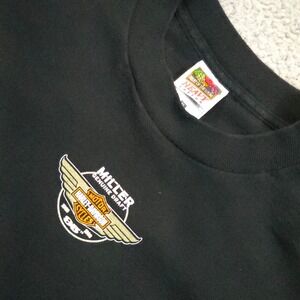 VTG 90S Harley-Davidson Miller Genuine Draft T-Shirt Graphic Tee‎ Black XL
